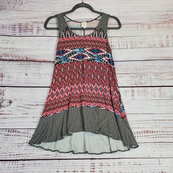 Anthropologie Weston Wear Bird Tank Mini Dress Bohemian Swing Hi Lo Hem Size S - Picture 1 of 9